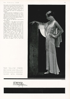 Goupy 1930 Crepe de Chine Dress, Fringe and draped Scarf, Photo Demeyer