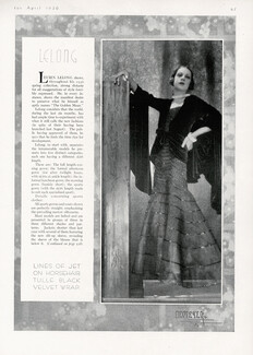 Lucien Lelong 1930 Evening Gown, black tulle, velvet jacket, Photo Demeyer