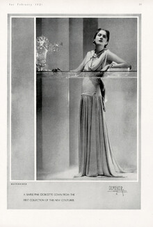 Mainbocher 1931 Pink georgette gown, First collection, Photo Demeyer