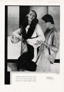 Jean Patou 1931 Beaded white wrap, Evening Gown, Beaded Bolero, Photo Demeyer