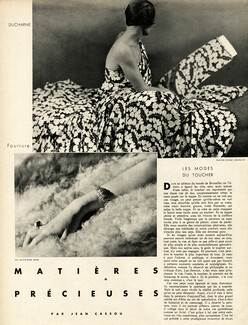 Matières Précieuses - Les Modes du Toucher, 1933 - Ducharne Coudurier, Meyer & Cie, Bianchini, Rodier... Photos Kefer Dora Maar, Yvonne Chevalier, Texte par Jean Cassou, 3 pages
