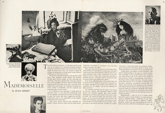 Mademoiselle, 1950 - Leonor Fini Surrealism Painting, Fantasy mask, Artist's Career, Texte par Jean Genet, 3 pages