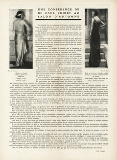 Une Conférence de Paul Poiret au Salon d'Automne, 1922 - Paul Poiret Fashion Photography, Text by Paul Poiret, 2 pages