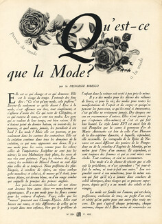 Qu'est-ce que la Mode ?, 1933 - What is Fashion?, Texte par Princesse Bibesco