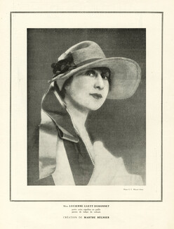 Marthe Régnier (Couture) 1925 Mrs Lucienne Guett Dubonnet, Fashion Model, Capeline
