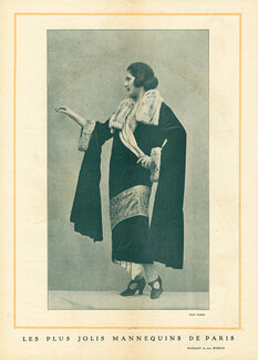 Worth 1923 "The Most Beautiful Mannequins of Paris" Margot Fashion Model, Photo Rahma, Evening Coat, Embroidery