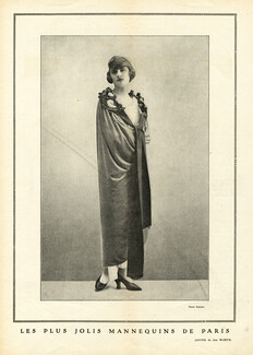 Worth 1923 "The Most Beautiful Mannequins of Paris" Janine Fashion Model, Photo Rahma, Evening Cape