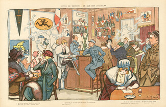 Georges Pavis 1919 "Le Bar des Aviateurs", Aviators Military, Courtisane, Bar