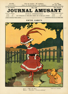 Benjamin Rabier 1908 "Entre Cabots", Dogs, Young Girl