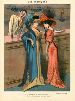 Gottlob 1909 "Les Syndiqués", Bar, Prostitutes on strike