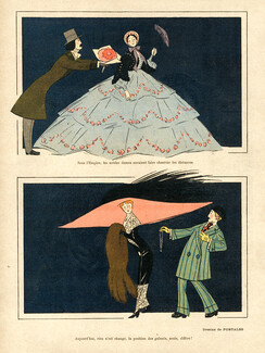 Portalez 1911 Seule la position des galants diffère... Fashion, Crinoline, Size of hats, dresses
