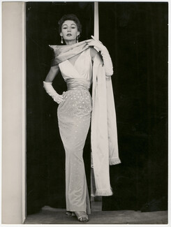 Nina Ricci 1952 Original Press Photo, "Egypte" Evening Gown, Louis Astre
