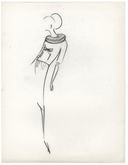 Guy Laroche 1960s Original Fashion Drawing