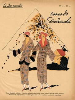 Diederichs 1923 ''Les Idées Nouvelles de la Mode'' Pochoir ''Tres Parisien'' Silk velvet suit