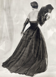 Jeanne Lafaurie 1949 Photo Philippe Pottier, Evening Gown