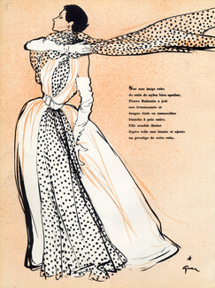 Pierre Balmain 1953 Evening Gown, René Gruau