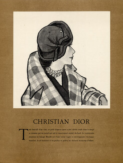 Christian Dior 1948 Chapeau, Manteau en lainage Morelle, Pierre Louchel