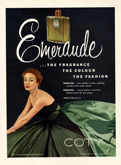 Coty (Perfumes) 1952 "Emeraude" Sophie designer, Evening Gown