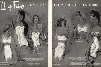 Lily of France & Christian Dior "The Authentic New Look" 1955 Brassiere, Corset Belt Girdle, 3 pages