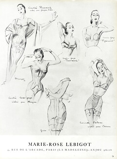 Marie-Rose Lebigot 1951 Garter Belts, Brassiere, Jacques Heim, Alwynn, Carven, Pierre Mourgue