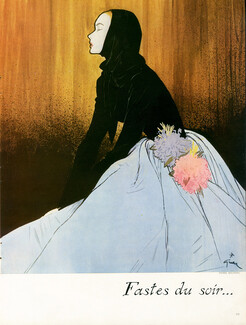 Pierre Balmain & Paquin (Back) 1947 Evening Gown, René Gruau