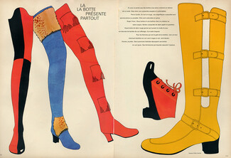 Pierre Cardin, Roger Vivier, Charles Jourdan 1968 "La Botte", The Boot, Drawing by Philip Hartley