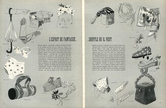 Hermès (Scarf, Gloves, Shoes) Dallioux, Prusac, Carven, Robert Piguet, Schiaparelli 1947 Fashion Goods