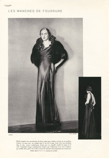 Worth 1933 "Les Manches de Fourrure" Satin Evening Gown, Photo Boris Lipnitzki