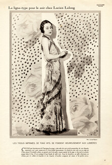 Lucien Lelong 1931 Mousseline imprimée Evening Gown, Princesse Faucigny Lucinge, Photo Lecram-Vigneau