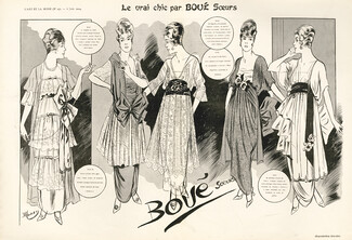 Boué Soeurs 1914 "Le Vrai chic", Fashion Illustration, Dinner Dresses