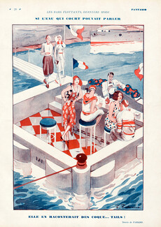 Fabien Fabiano 1930 "Les Bars Flottants" Cocktail Bar On Barge