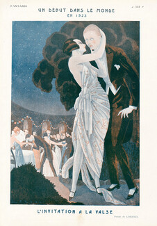 L'Invitation à la Valse, 1923 - Fabius Lorenzi Elegant, Roaring Twenties, Woman inviting shy man to dance