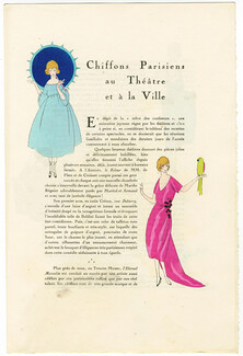 Chiffons Parisiens au Théâtre et à la Ville, 1920 - Robert Polack Berthe Hermance, Cora Marson, Text by Madame de Mirecour, 4 pages