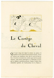 Le Cortège du Cheval, 1920 - Léon Bonnotte La Guirlande, Horse Racing, Texte par Maurice de Noisay, 8 pages