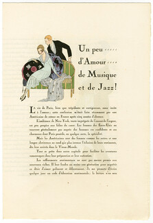 Un Peu... d'Amour... de Musique... et de Jazz !, 1920 - Alexandre Zinoview La Guirlande, Lovers, Partner Dance, Text by André de Fouquières, 4 pages