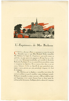 L'Expérience de Mrs Buckrose, 1920 - Léon Bonnotte La Guirlande, Paris, Texte par Pierre Mille, 8 pages