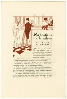 Méditations sur la Toilette - La Mise est l'Homme, 1920 - Léon Bonnotte La Guirlande, Men Fashion Illustration, Texte par André de Fouquières, 4 pages