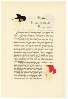 Petites Physionomies Parisiennes, 1920 - M. M. Baratin La Guirlande, Esther Meyer, Pochoir, Texte par Francis de Miomandre, 4 pages