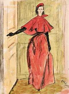 Christian Dior 1948 Cape red velvet, Eric (Carl Erickson)