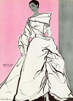Christian Dior 1955 Evening Gown, Pierre Simon, Jacques Fath (back), Lajoinie, Coudurier Fructus Descher