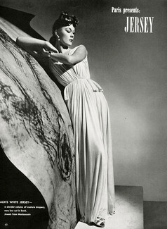 Alix 1940 White Evening Gown, drapery, Photo John Rawlings