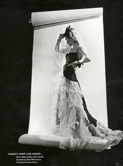 Paquin 1940 Evening Gown, Black taffeta, lace mantilla, Photo André Durst