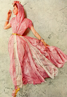 Germaine Monteil (Couture) 1942 Mrs Schuyler Watts, pink silk chiffon, Photo Erwin Blumenfeld
