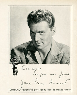 Cinzano 1953 Jean Pierre Aumont, Portrait, Autograph