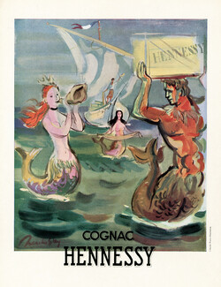 Hennessy (Brandy, Cognac) 1948 Jean Reschofsky, Mermaid, Triton, Mythology