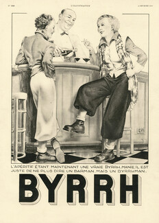 Byrrh 1936 Barman, Winter Sport, Georges Léonnec