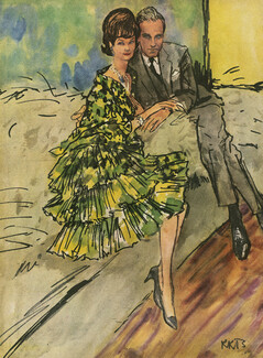 René Bouché 1962 Mr. and Mrs.: Stéphane P. Groueff, Samuel Peabody, Frederick Eberstadt, Vicomte Paul de Rosière, 4 pages