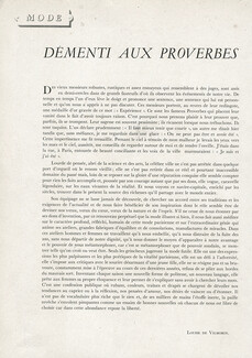 Démenti aux Proverbes, 1946 - Texte par Louise de Vilmorin