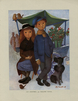 Philippe Noyer 1948 "Les Anonymes" Children, Dog Poodle