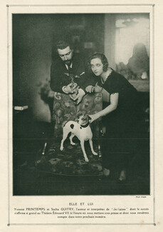 Yvonne Printemps & Sacha Guitry 1920 "Elle et Lui" Chiwawa, Fox Terrier